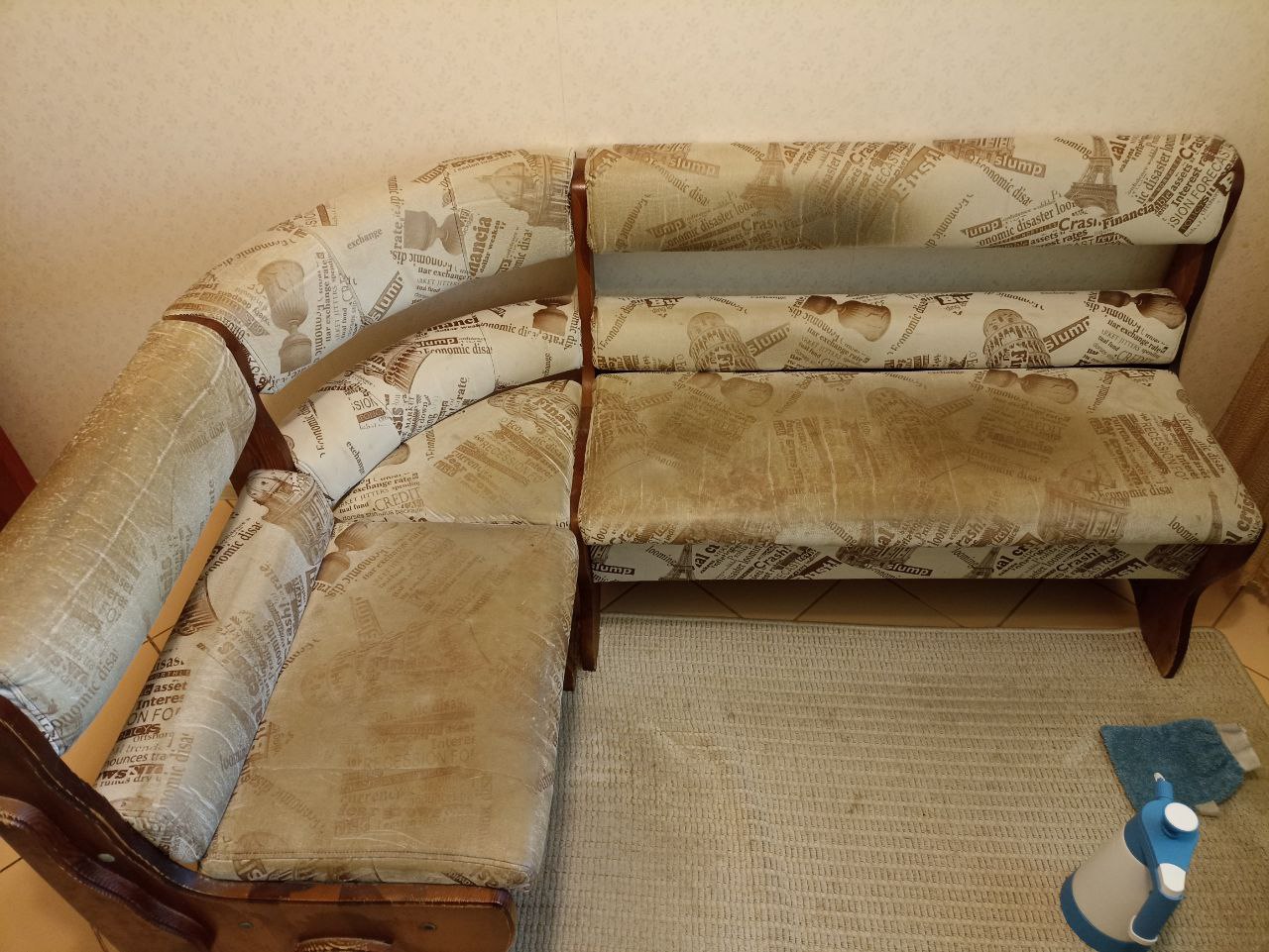 Чистка углового дивана до